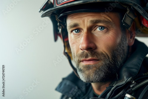firefighter in uniform isolated on a white background © Rieth