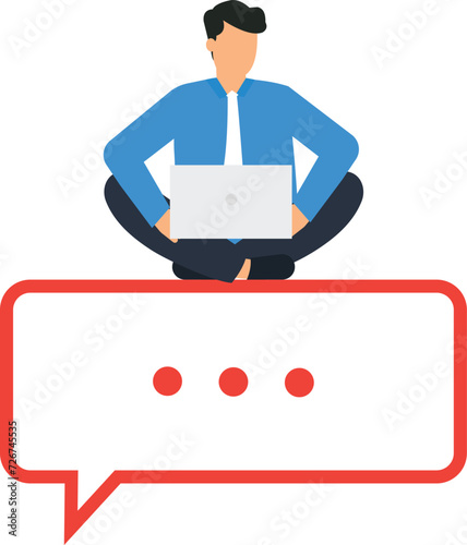 Productive dialogue or conversation, Art corporate communication online between coworkers and manager concept,

