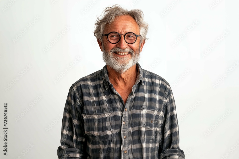 Confident male architect in glasses, smiling against a white background. CEO and business leader in a corporate portrait Confident male architect in glasses, smiling against a white background. CEO and business leader in a corporate portrait