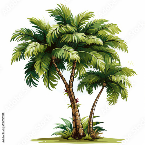Lush Tropical Palm Trees Illustration  