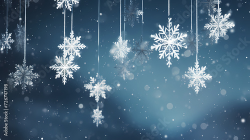 Beautiful winter Christmas glowing background with falling snowflakes  winter background