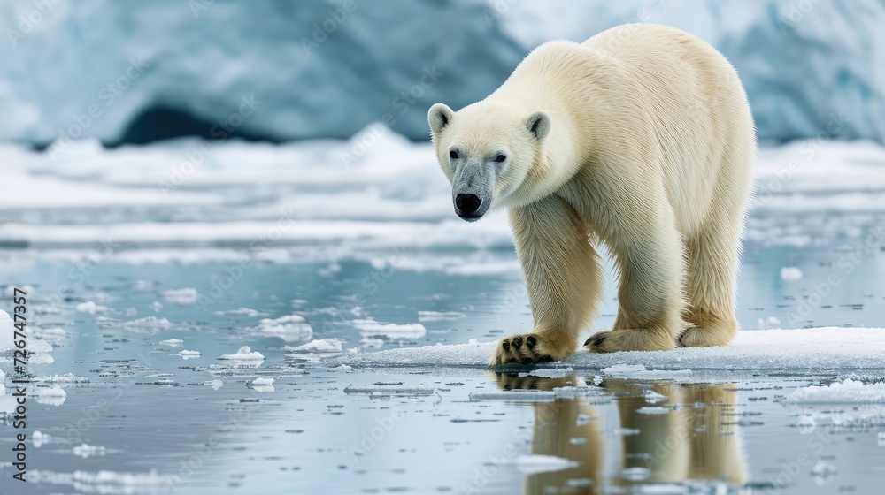 Polar Bear Walking On The Ice Norway Europe, Climate Change Polar Bear Walking On The Ice Norway Europe, Climate Change