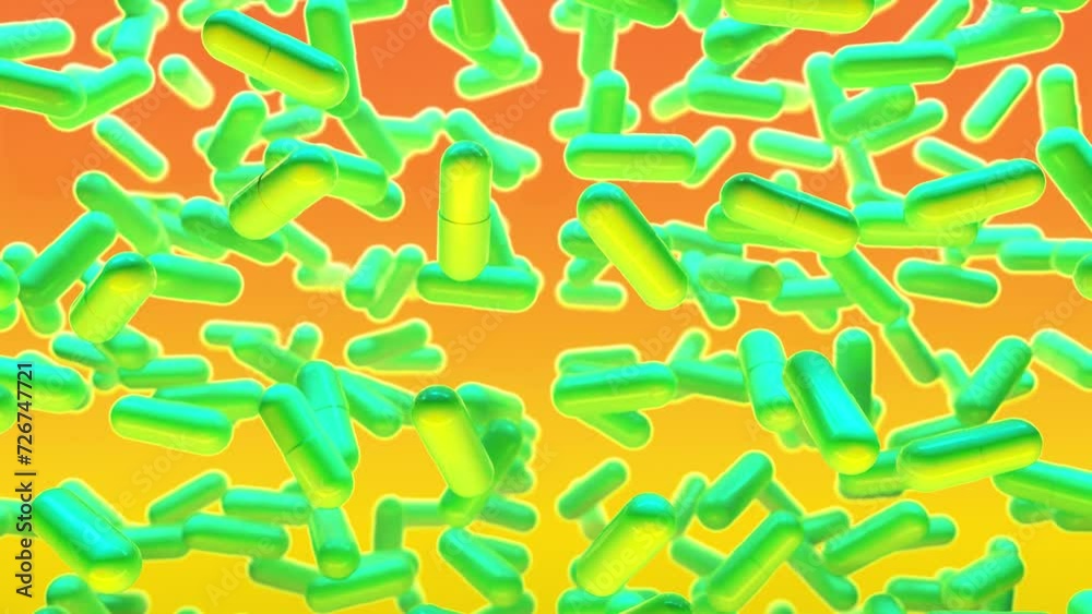 Multicolored 3D background with slowly floating capsules. Psychedelic drug for the treatment of severe stages of depression. Fashion, VJ, Neon concept. 3d Loop Animation, 4K Multicolored 3D background with slowly floating capsules. Psychedelic drug for the treatment of severe stages of depression. Fashion, VJ, Neon concept. 3d Loop Animation, 4K