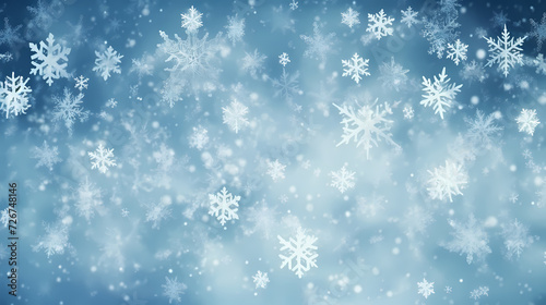 Beautiful winter Christmas glowing background with falling snowflakes  winter background