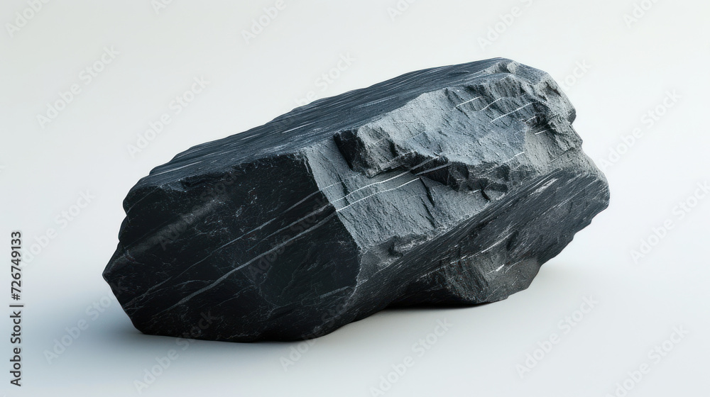 Polished Shungite stone with its lustrous black finish and powerful presence, set against a clean white backdrop
