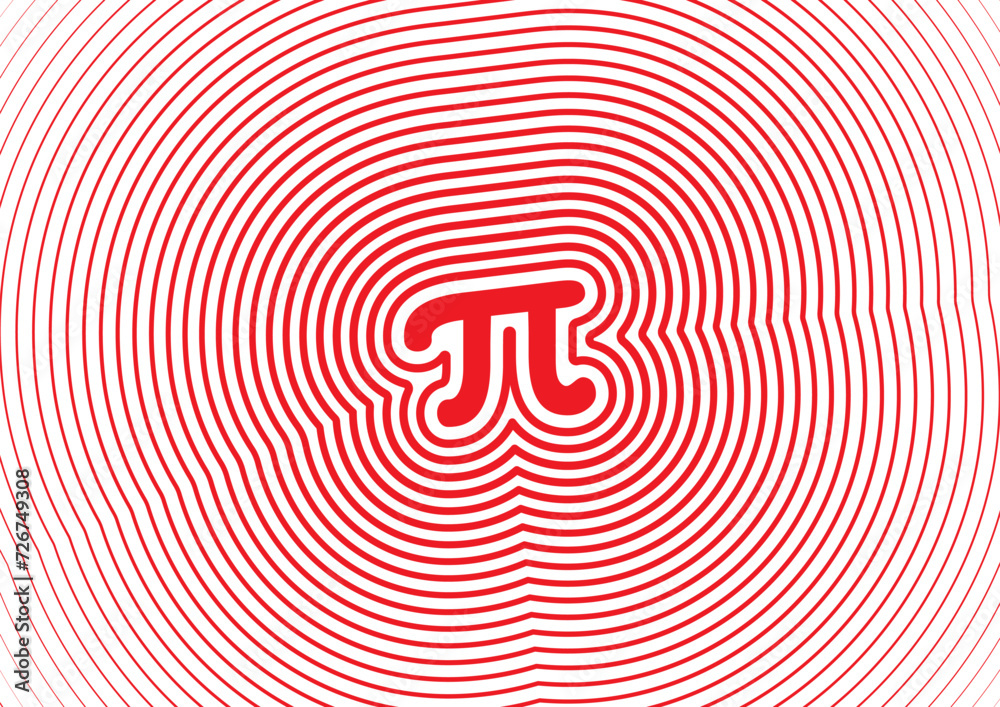 red pi symbol and rings. pi symbol background Stock Vector | Adobe Stock