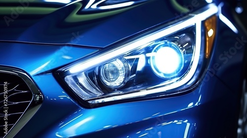 luxury car headlights very close up © Beny