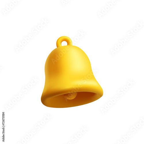 Yellow bell, 3D. Icon, the pictogram for notification, reminder, social media, and internet concepts. Vector