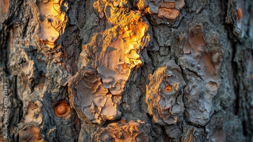 a close up of the bark of a tree with a fire in the middle of the bark and a fire in the middle of the bark. a close up of the bark of a tree with a fire in the middle of the bark and a fire in the middle of the bark.