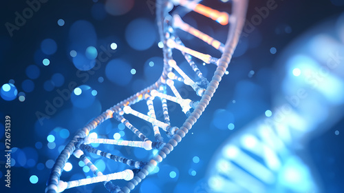 Human DNA structure, 3D illustration of helical DNA molecule