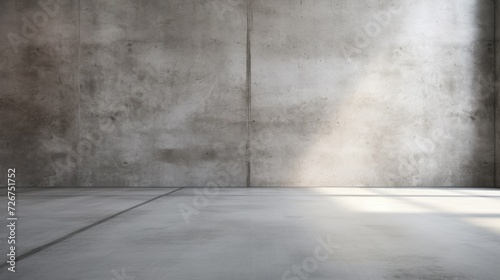 Aged Cement Floor in an Empty Room - Concrete Wall Texture Background with Sunlight
