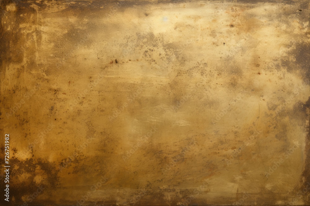 Old Tarnished Brass Plate Texture. Dirty Industrial Background with Brass Texture and Metal - obrazy, fototapety, plakaty 