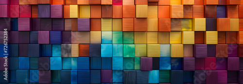 stack of colorful wood texture block on the wall  abstract art backdrop    architecture aged   wide format  colors in line   background 