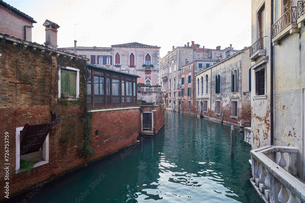 Morning view of a canal in Venice, Italy
