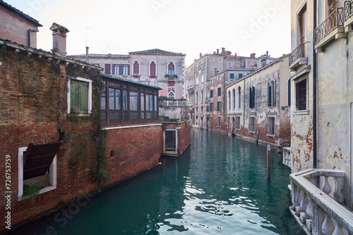 Morning view of a canal in Venice  Italy