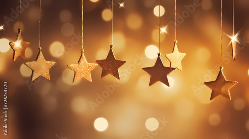 Holiday decorative border, festive background with festive star decoration © jiejie