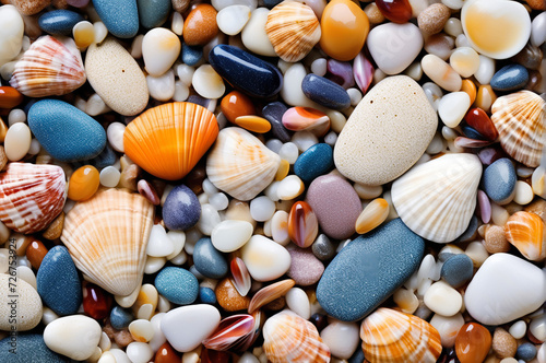colored stones shells abstract pattern background photo