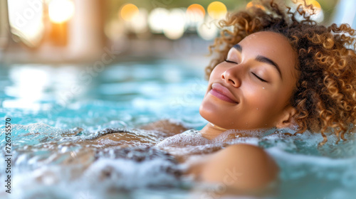 Woman Closing Her Eyes in Swimming Pool