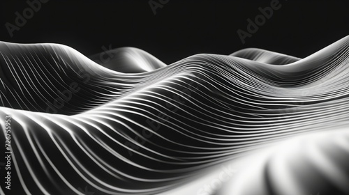 Abstract geometric curved space of white lines. Animation. Distorted space with three-dimensional textures of monochrome dark space © Artem