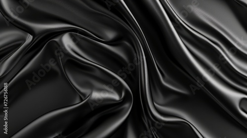 Black textures wallpaper. Abstract 4k background silk, smooth, waves pattern. Modern clean minimal backdrop design. Black and white high definition