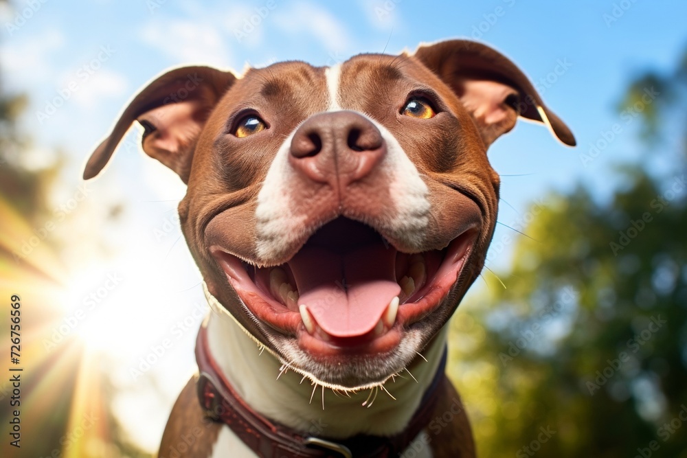 Energetic dog enjoying a sunny day outdoors, perfect for family and pet lifestyle themes Energetic dog enjoying a sunny day outdoors, perfect for family and pet lifestyle themes