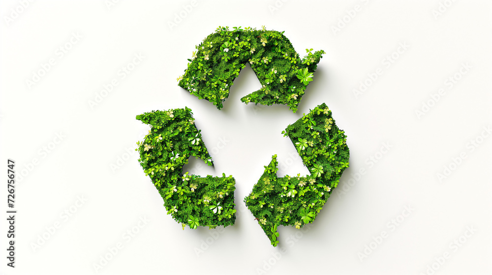 Recycling symbol in green nature, isolated on white background Recycling symbol in green nature, isolated on white background