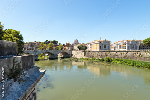 Beautiful Cityscapes of The Tiber (Fiume Tevere) in Rome, Lazio Province, Italy. photo