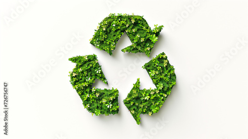 Recycling symbol in green nature, isolated on white background