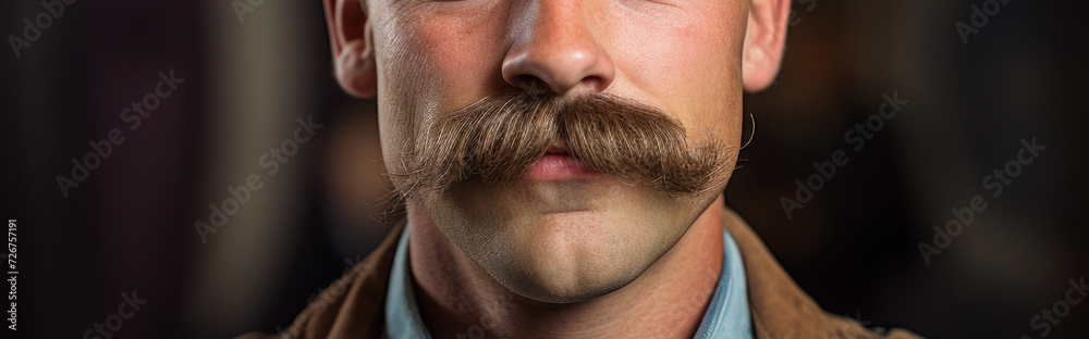 Naklejka premium Close-up male moustache, poster for barbershop, ads for men's grooming products