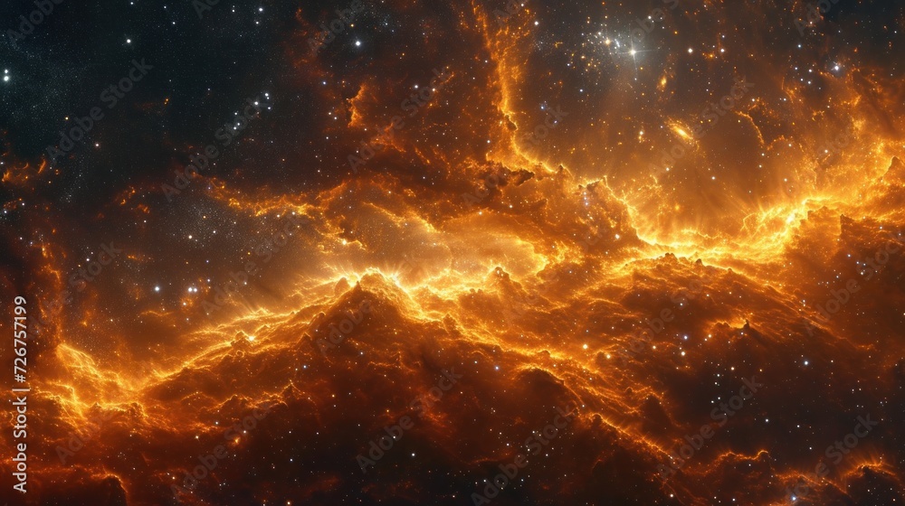 a computer generated image of a bright orange and yellow star cluster ...