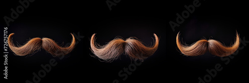 Luxurious old school style men's mustache with gray streaks isolated on a black background photo