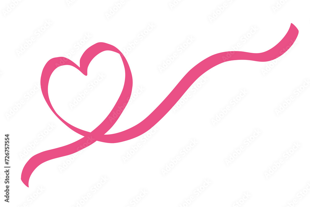Pink Heart shaped Line Clipart  Brush,symbol of love.Painting of red heart over white background.
The concept of valentine's day.