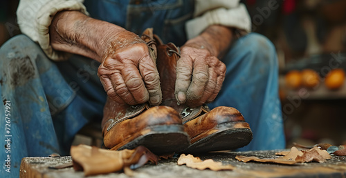 A Latin Shoemaker Man Repairing Shoes You Can Feel His Working Man Hands © ClicksdeMexico