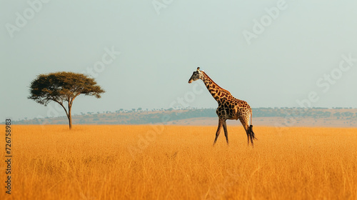 the vastness of a savannah landscape  featuring iconic wildlife