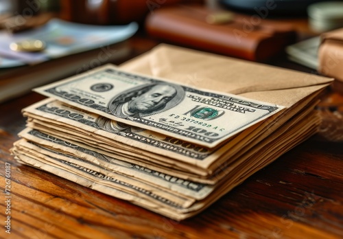 Money, coins, bills, cash, us dollars in a bundle, currency, investment, finance