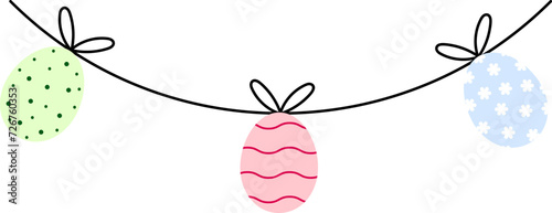 Flat vector art illustration of easter egg buntings, hanging eggs, for the decoration of happy easter, greeting, wishes, card, bullet journal, stickers, etc on transparent background