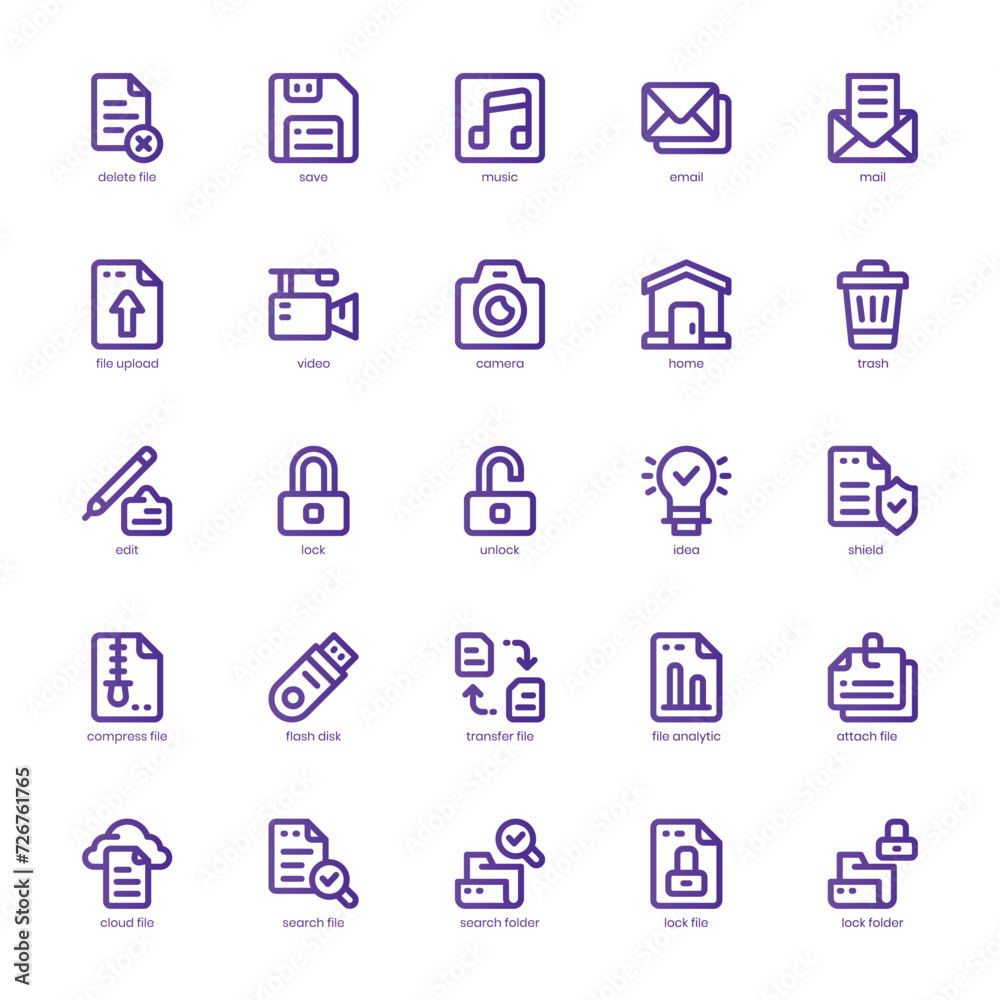 Document File icon pack for your website, mobile, presentation, and logo design. Document File icon basic line gradient design. Vector graphics illustration and editable stroke.