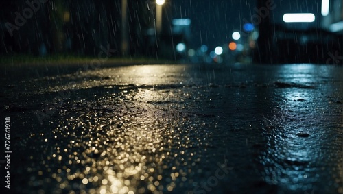 Contemporary Abstract art, Rain, Reflections, night scene, zoomed out, high detail.