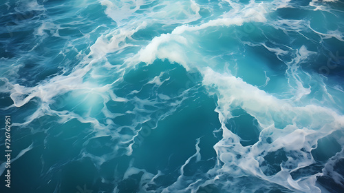 Sandy beach with light blue transparent water waves and sunlight, tranquil aerial beach scene