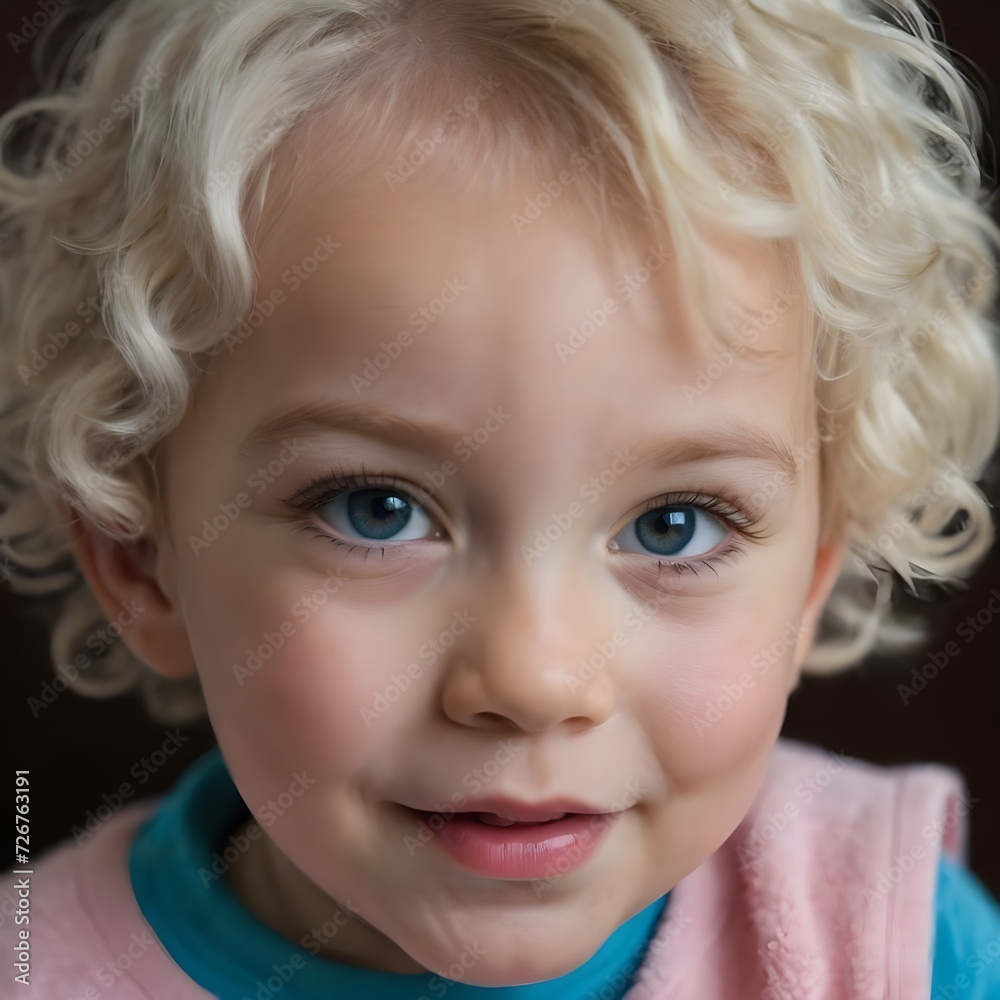 Joyful Young Baby Girl With Curly Blonde Hair Smiling Outdoors on a Sunny Day, Joyful Young Baby Girl With Curly Blonde Hair Smiling Outdoors on a Sunny Day,