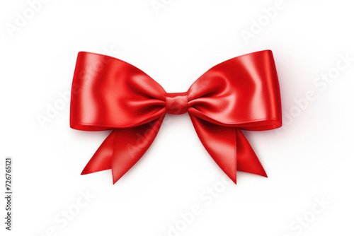 Elegant satin bow made out of a ribbon, creating a festive touch for Christmas.