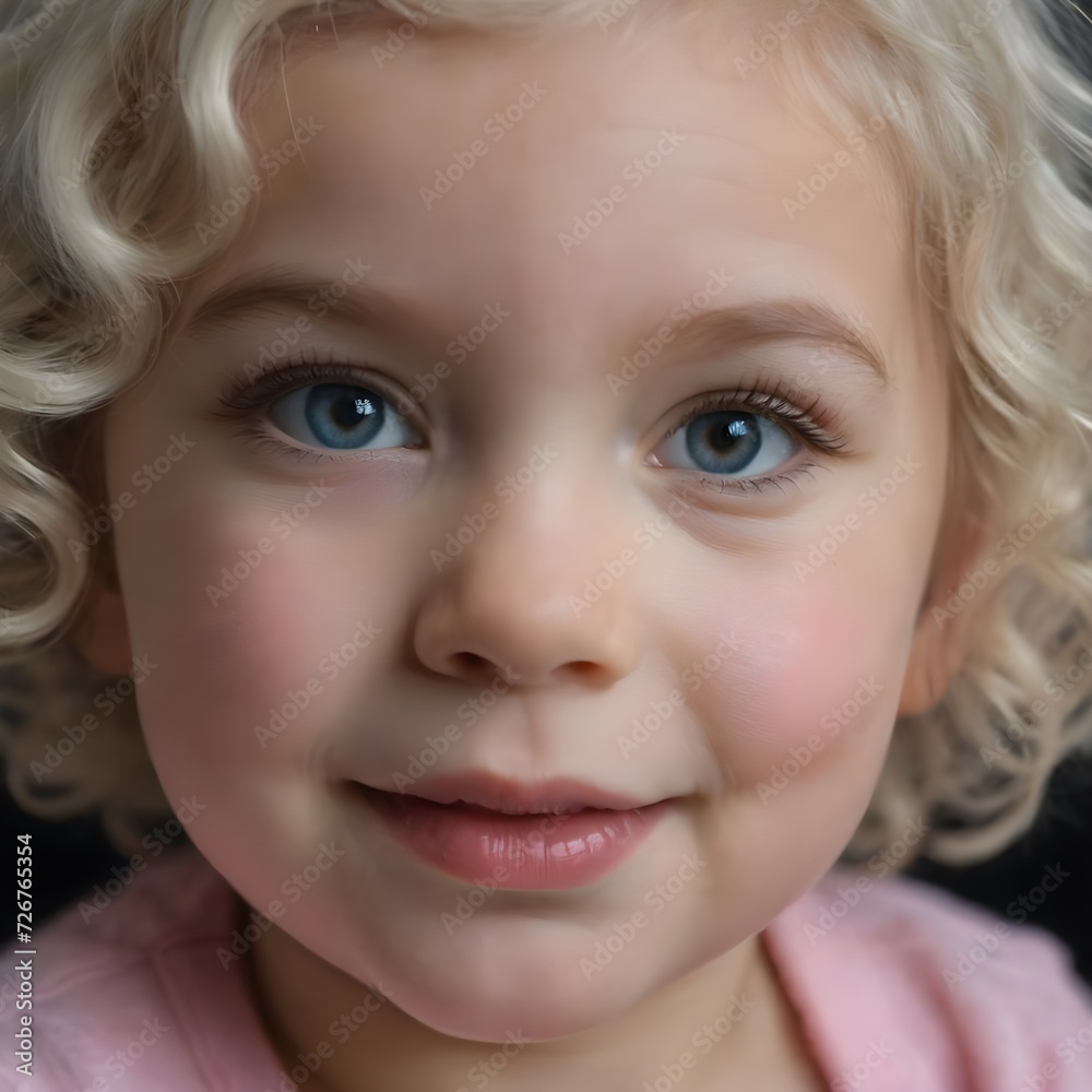 Joyful Young Baby Girl With Curly Blonde Hair Smiling Outdoors on a Sunny Day, Joyful Young Baby Girl With Curly Blonde Hair Smiling Outdoors on a Sunny Day,