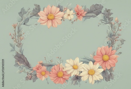 Flower frame with writing space in center.