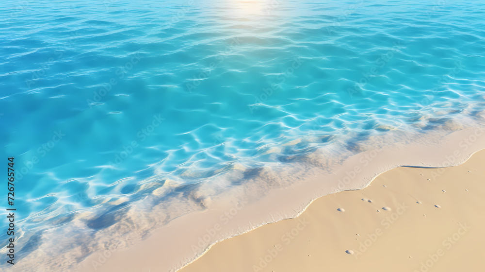 Aerial view of beautiful beach, simple, calm composition in clear blue Aerial view of beautiful beach, simple, calm composition in clear blue