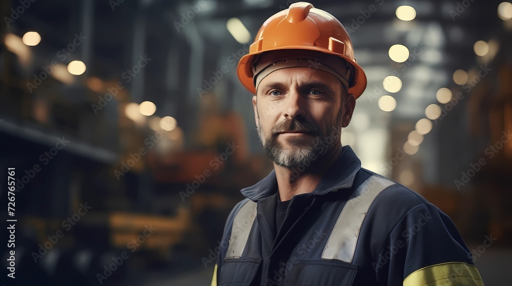 Portrait of Industry maintenance engineer man wearing uniform and safety hard hat on factory station. Industry, Engineer, construction concept. Portrait of Industry maintenance engineer man wearing uniform and safety hard hat on factory station. Industry, Engineer, construction concept.