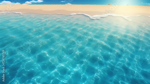 Aerial view of beautiful beach, simple, calm composition in clear blue