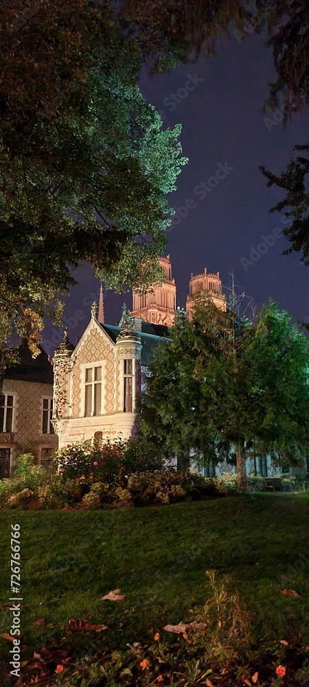 Obraz premium La cathédrale d'Orléans vue depuis le jardin de l'Hôtel Groslot