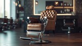 Barbershop armchair. Modern hairdresser and hair salon, barber shop for men