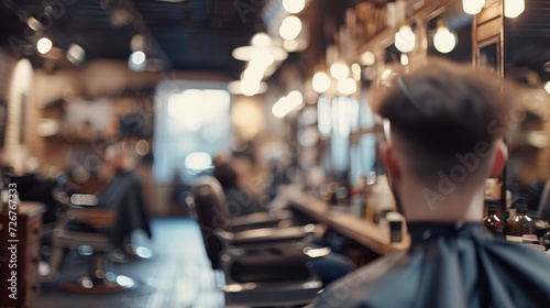 Barbershop. Blurred background hairdresser and hair salon, barber shop for men
