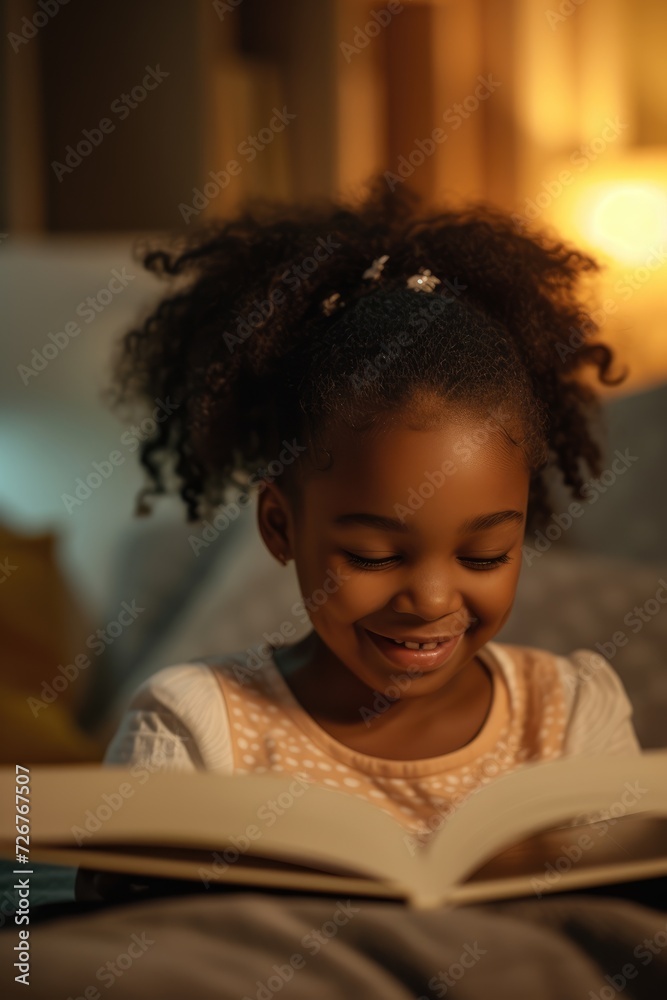 Cute smiling black girl loves reading a book, emotional impact portrait. Cute smiling black girl loves reading a book, emotional impact portrait.